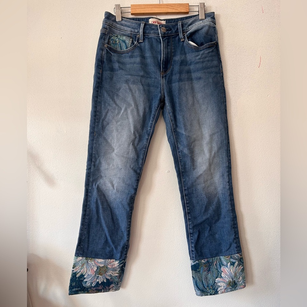 DRIFTWOOD Colette Embroidered Floral Cropped Jeans Size 26
